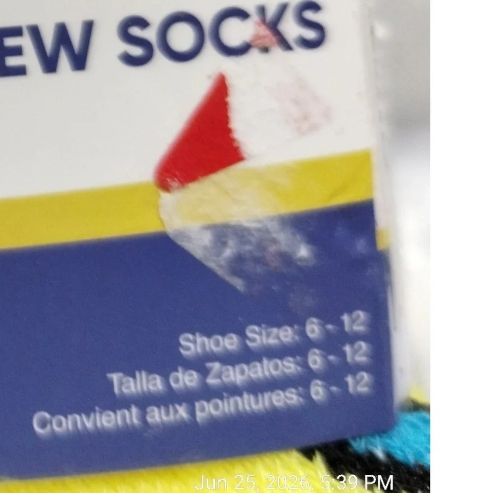 Minions Mens Crew Socks 6 Pair Pack‎ Shoe Size 6-12 Blue Yellow Grey New
